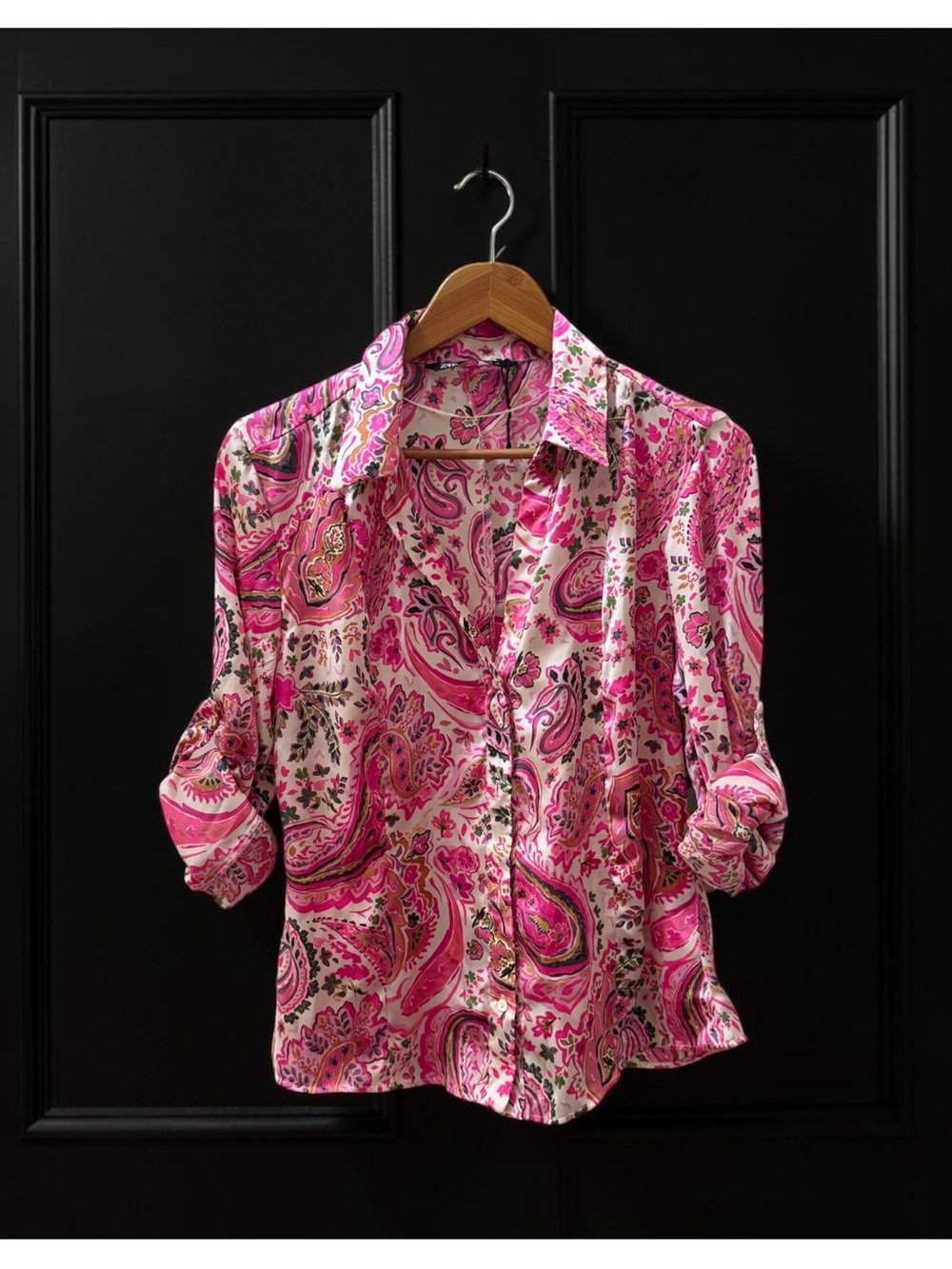 Zara Women’s Pink Floral Satin Blouse Top! Medium! EUC!!
